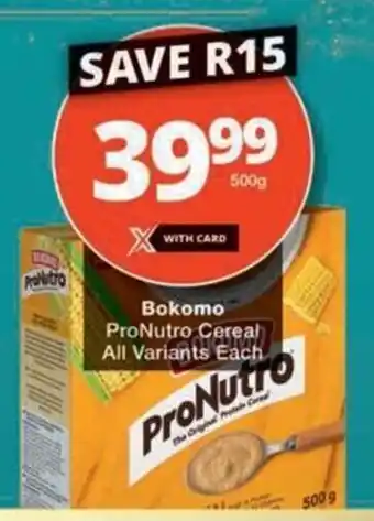 Checkers Hyper Bokomo ProNutro Cereal All Variants Each offer