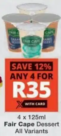 Checkers Hyper Fair Cape Dessert All Variants offer