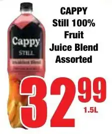 Boxer Superstores CAPPY Still 100% Fruit Juice Blend Assorted offer