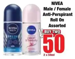 Boxer Superstores NIVEA Male/ Female Anti-Perspirant Roll On Assorted offer