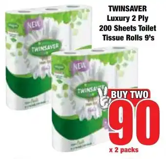 Boxer Superstores TWINSAVER Luxury 2 Ply 200 Sheets Toilet Tissue Rolls offer