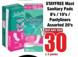 Boxer Superstores STAYFREE Maxi Sanitary Pads/ Pantyliners Assorted offer