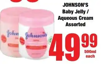 Boxer Superstores JOHNSON'S Baby Jelly/ Aqueous Cream Assorted offer