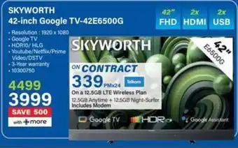 Incredible Connection SKYWORTH 42-inch Google TV-42E6500G offer