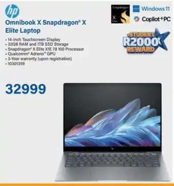 Incredible Connection HP Omnibook X Snapdragon X Elite Laptop offer