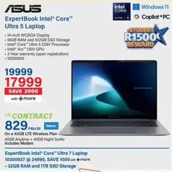 Incredible Connection ASUS ExpertBook Intel Core Ultra 5 Laptop offer