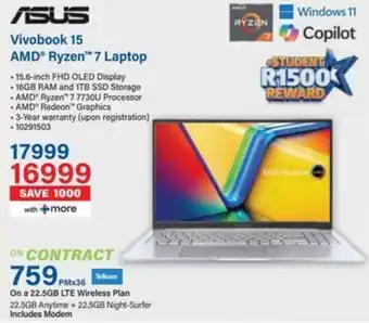 Incredible Connection ASUS Vivobook 15 AMD Ryzen 7 Laptop offer