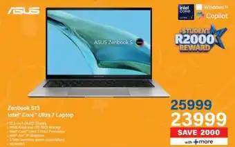 Incredible Connection ASUS Zenbook S13 Intel Core Ultra 7 Laptop offer