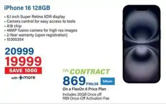 Incredible Connection iPhone 16 128GB offer