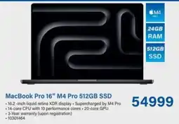 Incredible Connection MacBook Pro 16" M4 Pro 512GB SSD offer