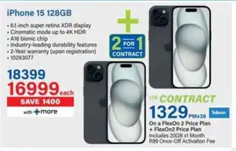 Incredible Connection iPhone 15 128GB offer