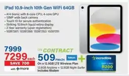 Incredible Connection iPad 10.9-inch 10th Gen WiFi 64GB offer