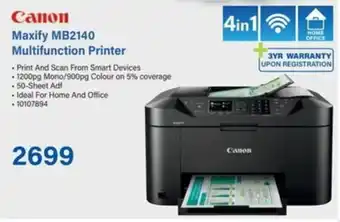 Incredible Connection Canon Maxify MB2140 Multifunction Printer offer