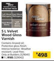 Builders Warehouse Fired Earth 5L Velvet Wood Gloss Varnish offer