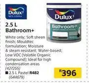 Builders Warehouse Dulux 2.5L Bathroom+ offer