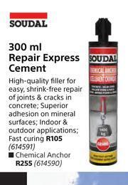 Builders Warehouse Soudal 300ml Repair Express Cement offer
