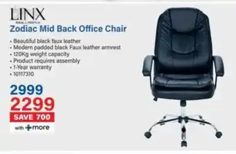 Incredible Connection LINX Zodiac Mid Back Office Chair offer