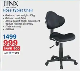 Incredible Connection LINX Ross Typist Chair offer