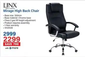 Incredible Connection LINX Mirage High Back Chair offer