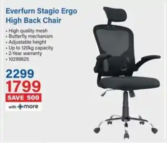 Incredible Connection Everfurn Stagio Ergo High Back Chair offer