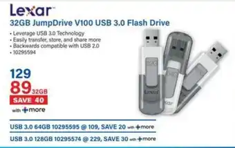 Incredible Connection Lexar 32GB JumpDrive V100 USB 3.0 Flash Drive offer