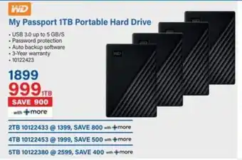 Incredible Connection My Passport 1TB Portable Hard Drive offer