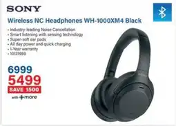 Incredible Connection SONY Wireless NC Headphones WH-1000XM4 Black offer