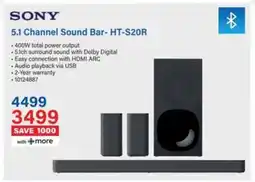 Incredible Connection SONY 5.1 Channel Sound Bar- HT-S20R offer