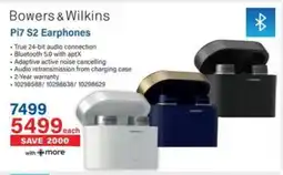 Incredible Connection Bowers & Wilkins Pi7 S2 Earphones offer