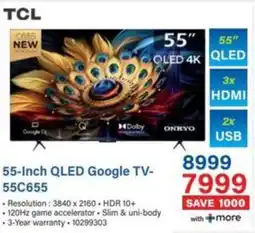 Incredible Connection TCL 55-Inch QLED Google TV-55C655 offer