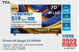 Incredible Connection TCL 70-inch 4K Google TV-70P655 offer