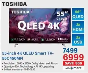 Incredible Connection TOSHIBA 55-inch 4K QLED Smart TV-55C450MN offer