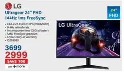 Incredible Connection LG Ultragear 24" FHD 144Hz 1ms FreeSync offer