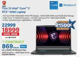 Incredible Connection Thin 15 Intel Core i7 RTX 4050 Laptop offer