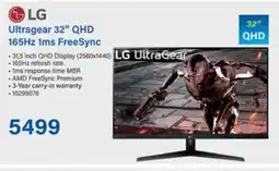 Incredible Connection LG Ultragear 32" QHD 165Hz 1ms FreeSync offer