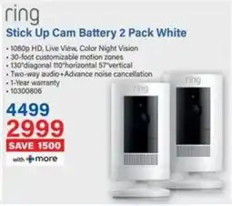 Incredible Connection Ring Stick Up Cam Battery 2 Pack White offer