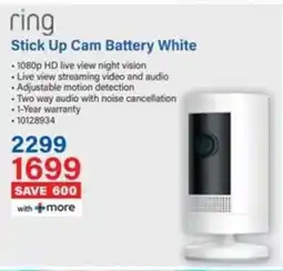 Incredible Connection Ring Stick Up Cam Battery White offer