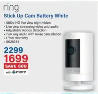 Incredible Connection Ring Stick Up Cam Battery White offer