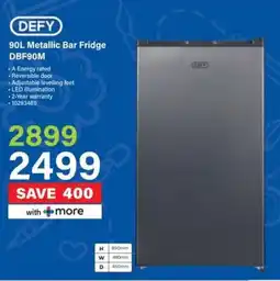 Incredible Connection DEFY Metallic Bar Fridge DBF90M offer