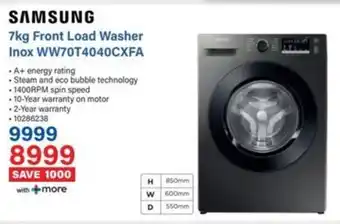 Incredible Connection SAMSUNG Front Load Washer Inox WW70T4040CXFA offer