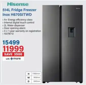 Incredible Connection Hisense Fridge Freezer Inox H670SITWD offer