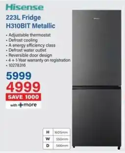 Incredible Connection Hisense Fridge H310BIT Metallic offer