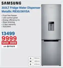 Incredible Connection SAMSUNG Fridge Water Dispenser Metallic RB30J3611SA offer