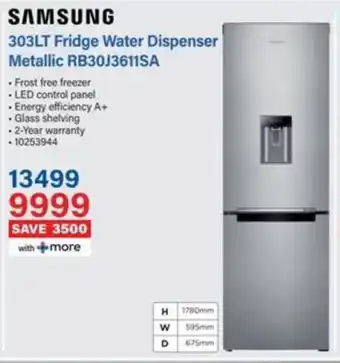 Incredible Connection SAMSUNG Fridge Water Dispenser Metallic RB30J3611SA offer