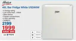 Incredible Connection Univa Bar Fridge White USD60W offer