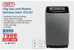 Incredible Connection DEFY Top Load Washer Stainless Steel DTL153 offer