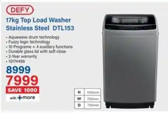 Incredible Connection DEFY Top Load Washer Stainless Steel DTL153 offer