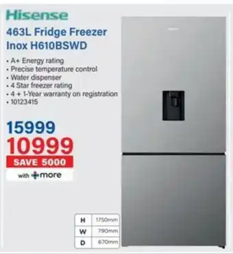 Incredible Connection Hisense Fridge Freezer Inox H610BSWD offer