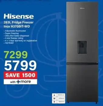 Incredible Connection Hisense Fridge Freezer Inox H370BIT-WD offer