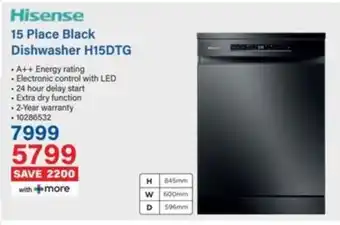 Incredible Connection Hisense 15 Place Black Dishwasher H15DTG offer